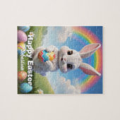 Gepersonaliseerde Happy Easter Bunny Kinder Legpuzzel (Horizontaal)