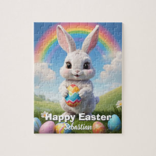 Gepersonaliseerde Happy Easter Bunny Kinder Legpuzzel