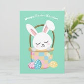 Gepersonaliseerde Happy Easter Bunny Schattigee Ki Kaart (Staand voorkant)