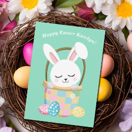 Gepersonaliseerde Happy Easter Bunny Schattigee Ki Kaart