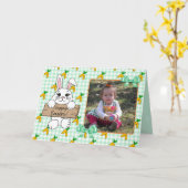 Gepersonaliseerde Happy Easter Family-fotokaart Kaart (Gele Bloem)
