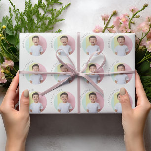 Gepersonaliseerde Happy Easter foto Cadeaupapier