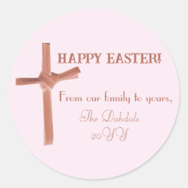 Gepersonaliseerde Happy Easter Palm Cross familie  Ronde Sticker
