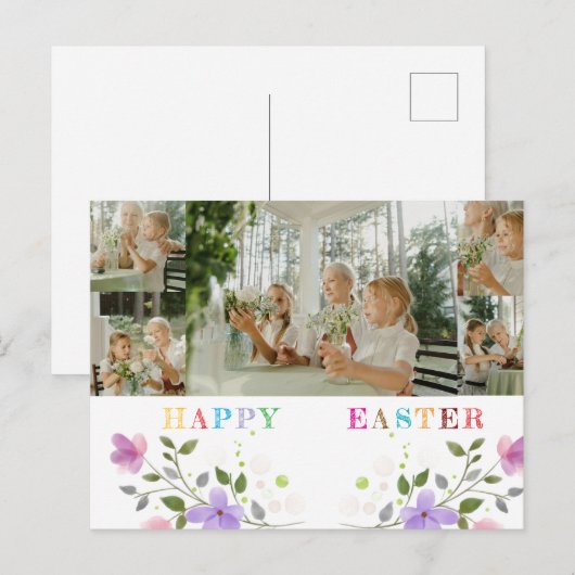 Gepersonaliseerde Happy Easter Photo Collage Brief Feestdagenkaart (Voorkant / Achterkant)