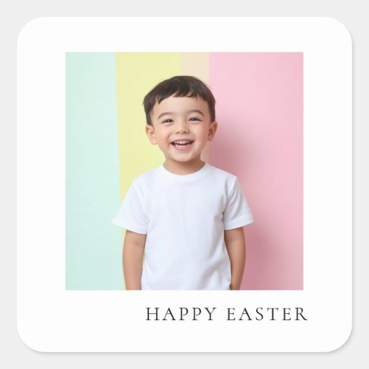 Gepersonaliseerde Happy Easter Sticker met foto (Voorkant)