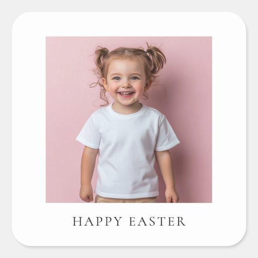 Gepersonaliseerde Happy Easter Sticker met foto (Voorkant)