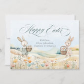 Gepersonaliseerde Happy Easter Waterverf Bunny Fot Feestdagenkaart (Voorkant)