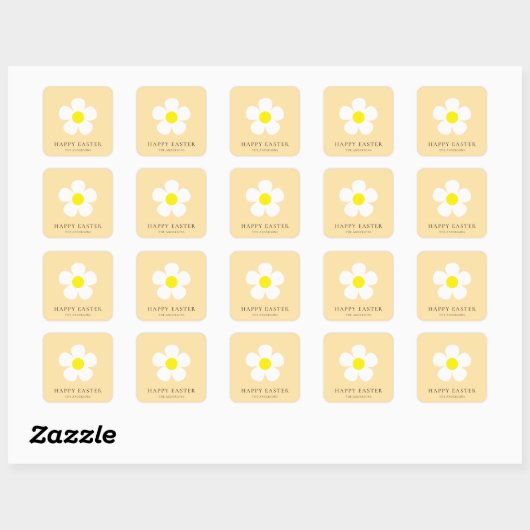 Gepersonaliseerde Happy Easter Yellow Daisy Vierkante Sticker (Vel)