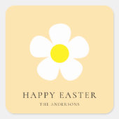 Gepersonaliseerde Happy Easter Yellow Daisy Vierkante Sticker (Voorkant)