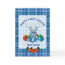 Gepersonaliseerde Happy First Easter Baby Boy Kaar