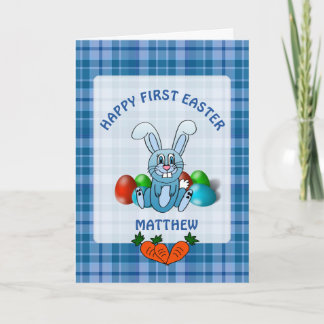 Gepersonaliseerde Happy First Easter Baby Boy Kaar Feestdagen Kaart