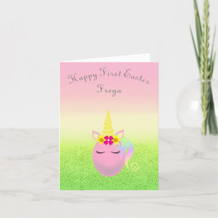 Gepersonaliseerde Happy First Easter Baby Girl Kaa Feestdagen Kaart