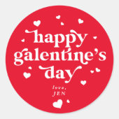 Gepersonaliseerde Happy Galentine's Day Ronde Sticker (Voorkant)