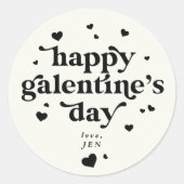 Gepersonaliseerde Happy Galentine's Day Ronde Sticker (Voorkant)