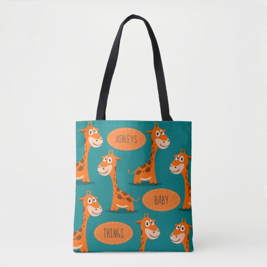 Gepersonaliseerde Happy Giraffe Baby Tote Bag (Voorkant)
