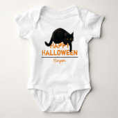 Gepersonaliseerde Happy Halloween Black Cat Romper (Voorkant)