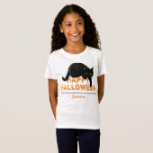 Gepersonaliseerde Happy Halloween Black Cat T-Shir T-shirt (Voorkant volledig)