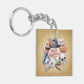 Gepersonaliseerde Happy Halloween | Button Sleute Sleutelhanger (Voorkant Links)