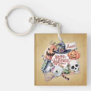 Gepersonaliseerde  Happy Halloween   Button Sleute Sleutelhanger