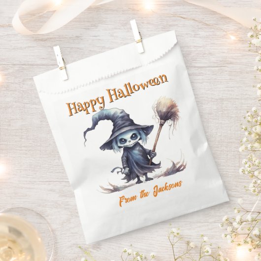 Gepersonaliseerde Happy Halloween CREEPY SKELETON Bedankzakje (Geknipt)