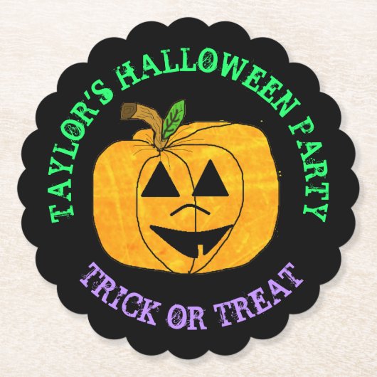 Gepersonaliseerde Happy Halloween DisposableCoaste Kartonnen Onderzetters (Voorkant)