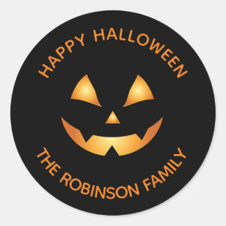 Gepersonaliseerde Happy Halloween Jack O Lantern Ronde Sticker