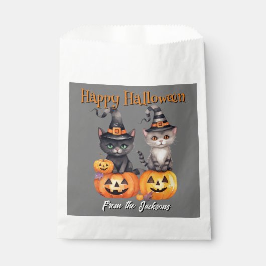 Gepersonaliseerde Happy Halloween | KITTENS EN POM Bedankzakje (Voorkant)
