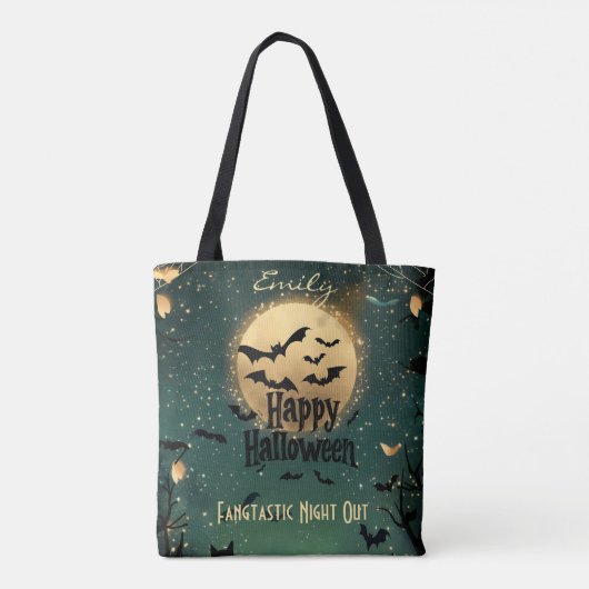Gepersonaliseerde Happy Halloween met Green Moonli Tote Bag (Achterkant)
