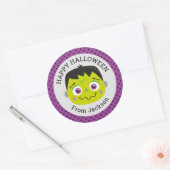 Gepersonaliseerde Happy Halloween Monster Ronde St Ronde Sticker (Envelop)