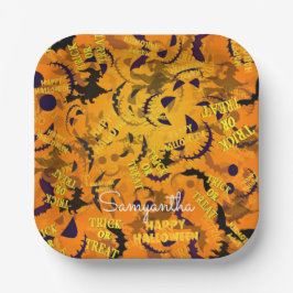 Gepersonaliseerde Happy Halloween naam Papieren Bordje