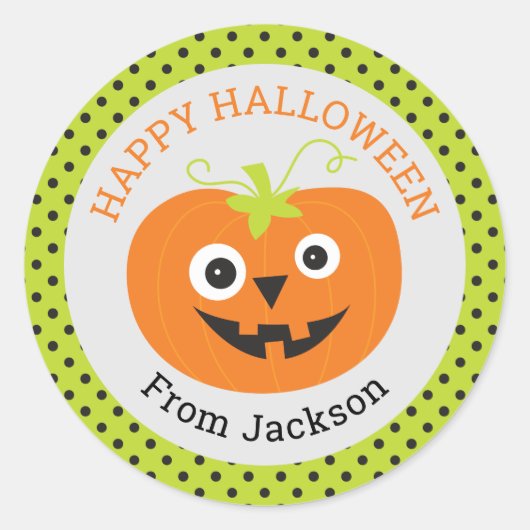 Gepersonaliseerde Happy Halloween Pumpkin Sticker (Voorkant)