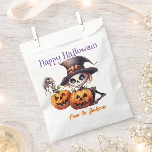Gepersonaliseerde Happy Halloween | SKELET EN POMP Bedankzakje (Geknipt)