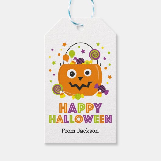 Gepersonaliseerde Happy Halloween Snoep Pail Gift  Cadeaulabel (Voorkant)