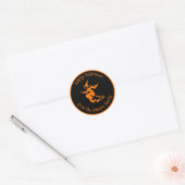 Gepersonaliseerde Happy Halloween Spooky Witch Bla Ronde Sticker (Envelop)