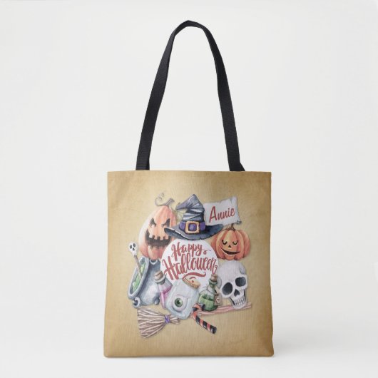 Gepersonaliseerde  Happy Halloween | Tote bag (Voorkant)