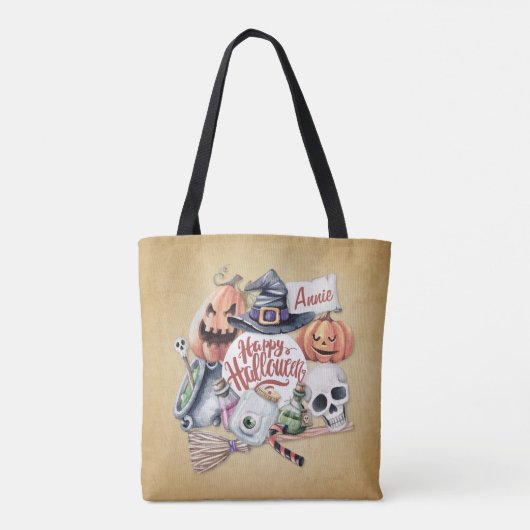 Gepersonaliseerde  Happy Halloween | Tote bag (Achterkant)