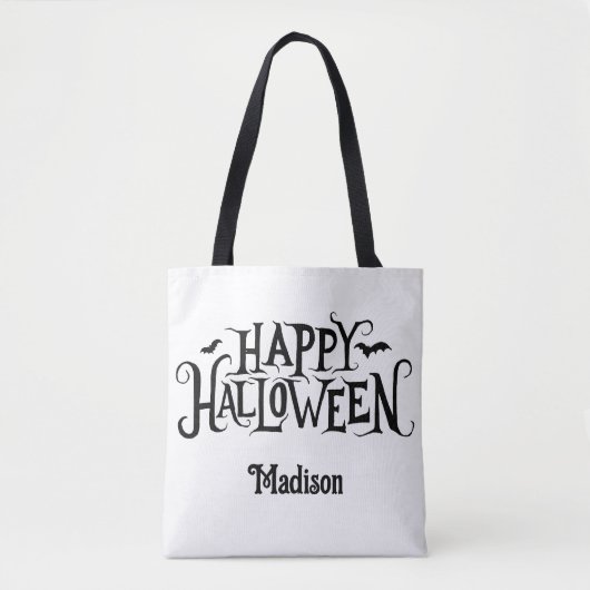 Gepersonaliseerde Happy Halloween Trick or treat Tote Bag (Voorkant)