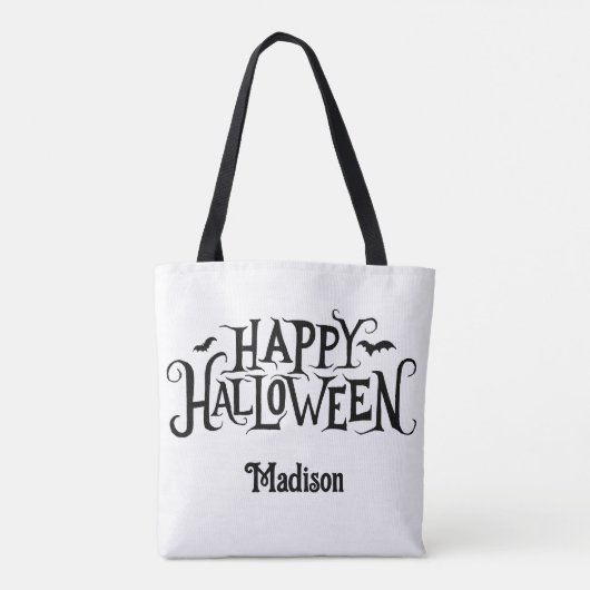 Gepersonaliseerde Happy Halloween Trick or treat Tote Bag (Achterkant)