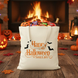 Gepersonaliseerde Happy Halloween Trick or treat Tote Bag