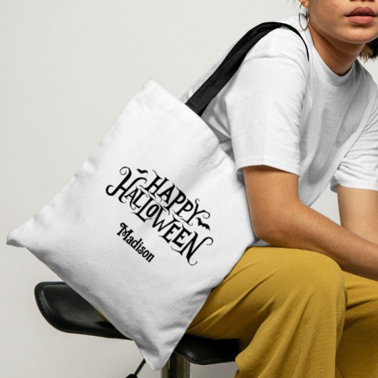 Gepersonaliseerde Happy Halloween Trick or treat Tote Bag