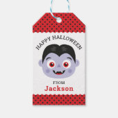 Gepersonaliseerde Happy Halloween Vampire Gift Lab Cadeaulabel (Voorkant)