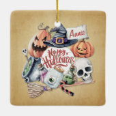 Gepersonaliseerde Happy Halloween | Versiering Keramisch Ornament (Achterkant)
