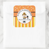 Gepersonaliseerde Happy Halloween Witch Vierkante Sticker (Tas)