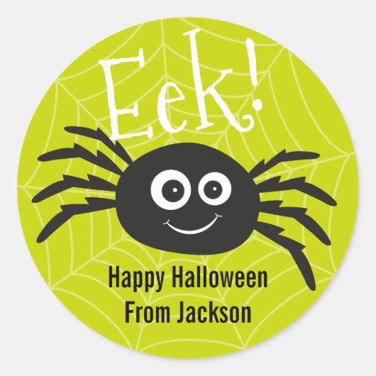 Gepersonaliseerde Happy Hallowen Spider Ronde Stic Ronde Sticker (Voorkant)