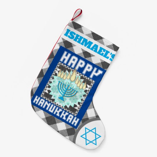 Gepersonaliseerde Happy Hannukah Kleine Kerstsok (Voorkant (Hangend))