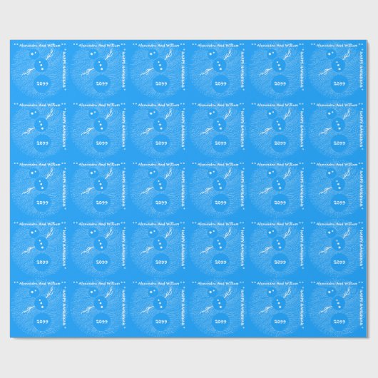 Gepersonaliseerde Happy Hanukkah Fun Snowman Cadeaupapier (Vlak)