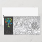 Gepersonaliseerde Happy Hanukkah Manorah-fotokaart Feestdagenkaart (Voorkant / Achterkant)