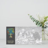 Gepersonaliseerde Happy Hanukkah Manorah-fotokaart Feestdagenkaart (Staand voorkant)
