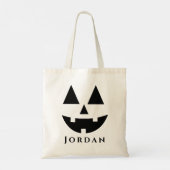 Gepersonaliseerde Happy Jack-O-Lantern Gezicht Hal Tote Bag (Achterkant)