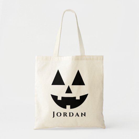 Gepersonaliseerde Happy Jack-O-Lantern Gezicht Hal Tote Bag (Voorkant)